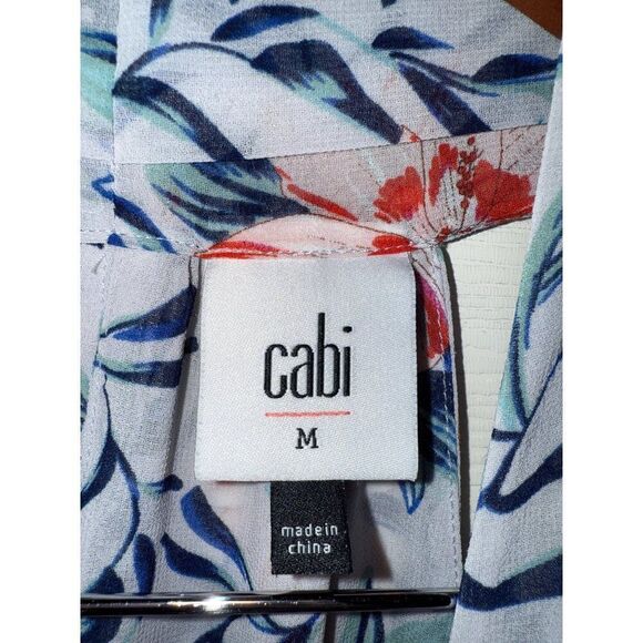 CAbi Stem Floral Sleeveless Top Blouse Blue Red Size Medium - Picture 7 of 15